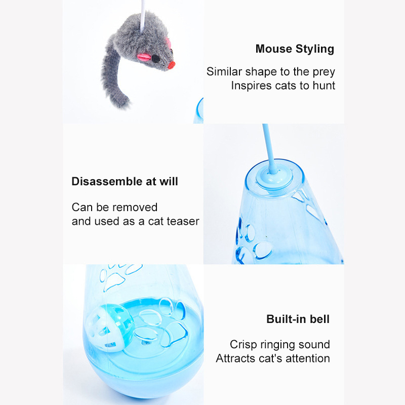 Water Drop Wobbler Cat Teaser Wand Cat Toy Plastic Wobbler Mouse Bell Ball