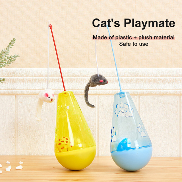 Water Drop Wobbler Cat Teaser Wand Cat Toy Plastic Wobbler Mouse Bell Ball