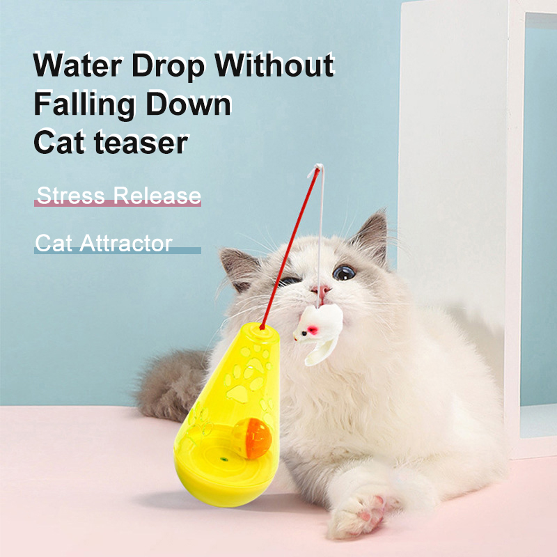 Water Drop Wobbler Cat Teaser Wand Cat Toy Plastic Wobbler Mouse Bell Ball