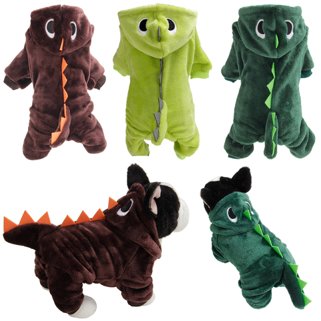 Pet Winter Clothes Dinosaur Costume Cute and Funny Transformation Attire Outfit