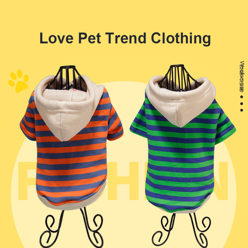Pet Casual Winter Striped Clothes Sweatshirt Hipster Hooded Outfit for Dogs and Cats