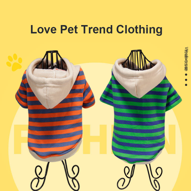 Pet Casual Winter Striped Clothes Sweatshirt Hipster Hooded Outfit for Dogs and Cats
