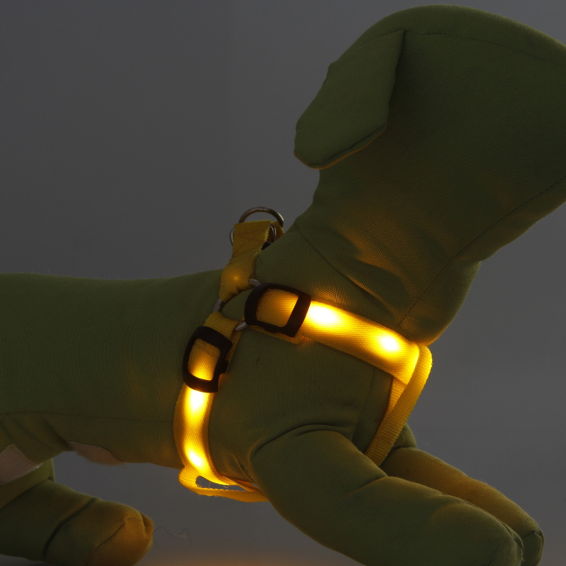 Small Dog LED Traction Collar for Puppy Vest Wire Nylon Harness Pet Supplies