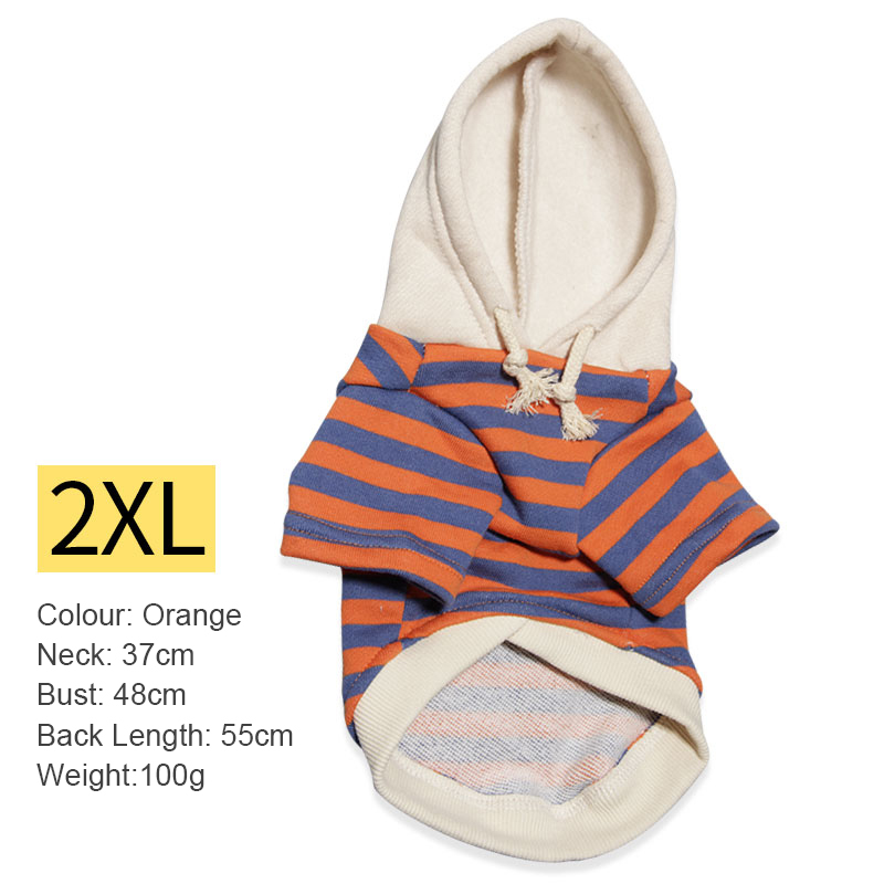 Pet Casual Winter Striped Clothes Sweatshirt Hipster Hooded Outfit for Dogs and Cats