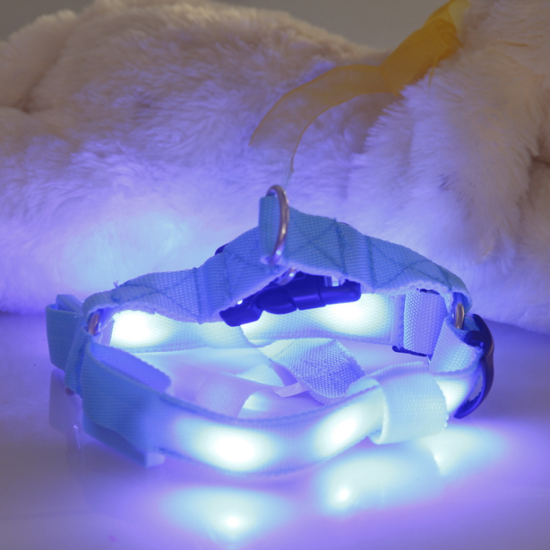 Small Dog LED Traction Collar for Puppy Vest Wire Nylon Harness Pet Supplies
