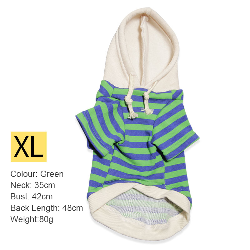 Pet Casual Winter Striped Clothes Sweatshirt Hipster Hooded Outfit for Dogs and Cats