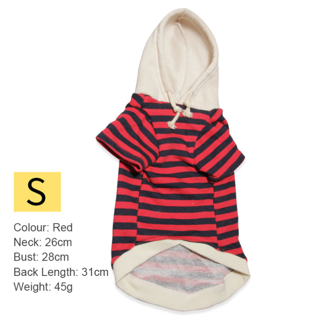 Pet Casual Winter Striped Clothes Sweatshirt Hipster Hooded Outfit for Dogs and Cats