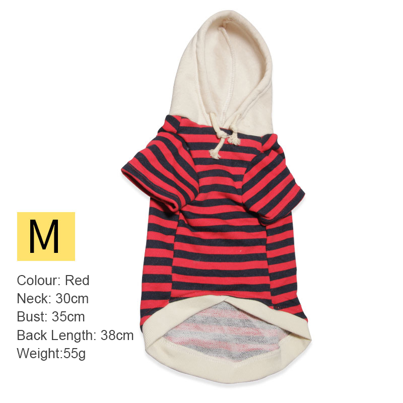 Pet Casual Winter Striped Clothes Sweatshirt Hipster Hooded Outfit for Dogs and Cats