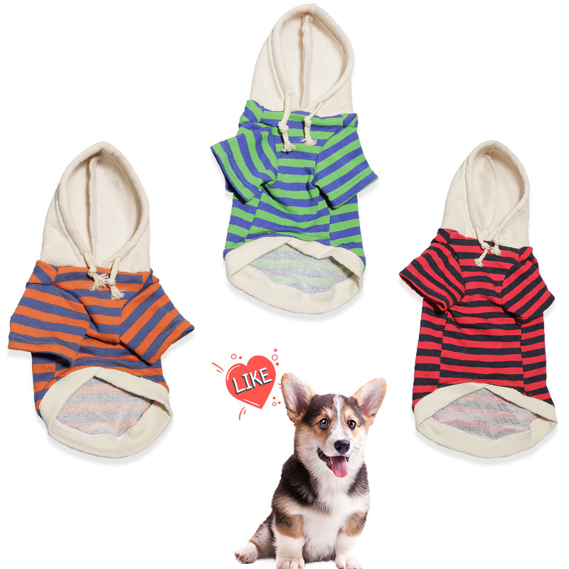 Pet Casual Winter Striped Clothes Sweatshirt Hipster Hooded Outfit for Dogs and Cats