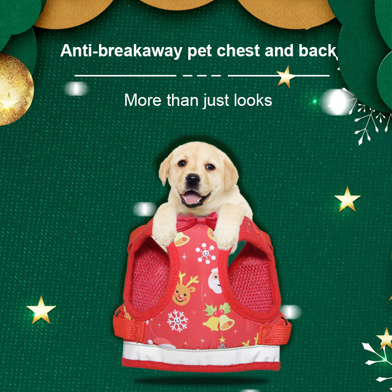 Christmas Festive Dog Clothing for Cat Puppy Vest Wire Nylon Harness Pet Supplies