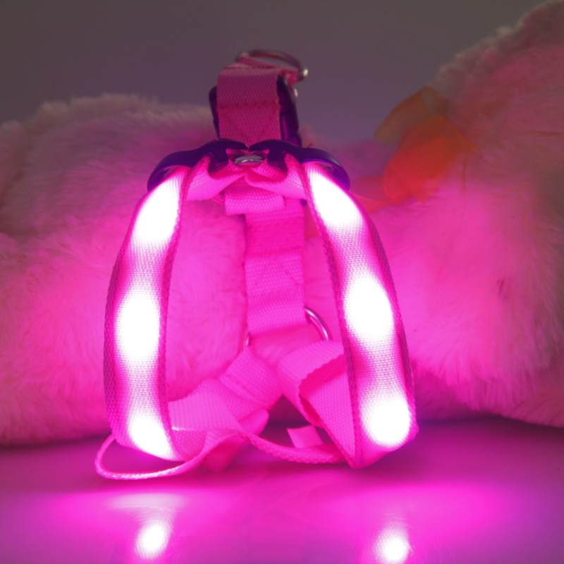Small Dog LED Traction Collar for Puppy Vest Wire Nylon Harness Pet Supplies