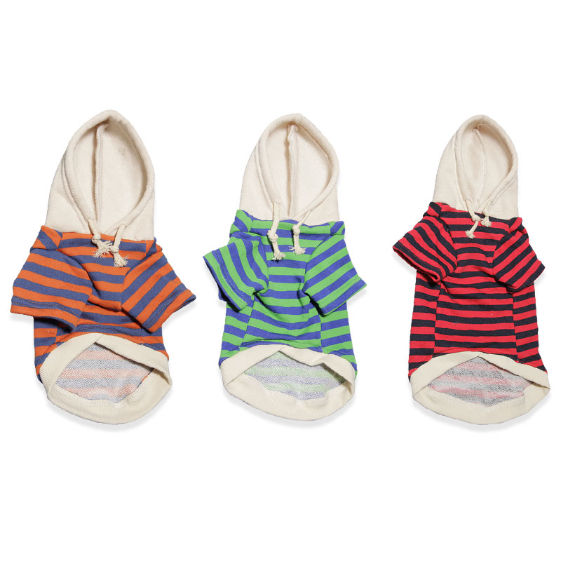 Pet Casual Winter Striped Clothes Sweatshirt Hipster Hooded Outfit for Dogs and Cats