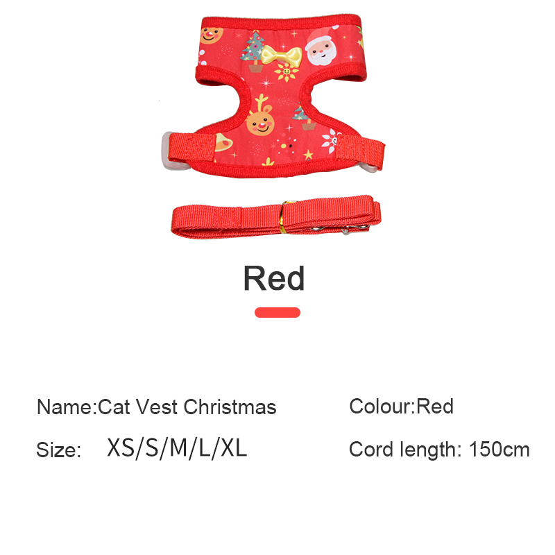 Christmas Festive Dog Clothing for Cat Puppy Vest Wire Nylon Harness Pet Supplies