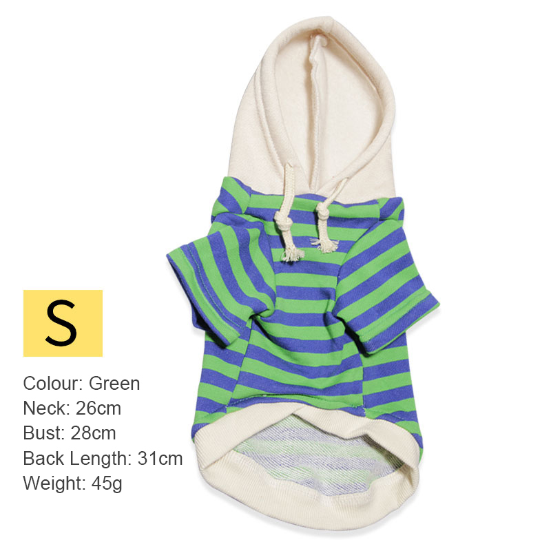 Pet Casual Winter Striped Clothes Sweatshirt Hipster Hooded Outfit for Dogs and Cats