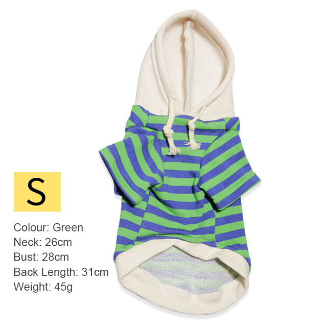 Pet Casual Winter Striped Clothes Sweatshirt Hipster Hooded Outfit for Dogs and Cats