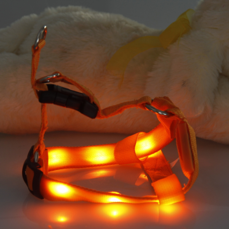 Small Dog LED Traction Collar for Puppy Vest Wire Nylon Harness Pet Supplies