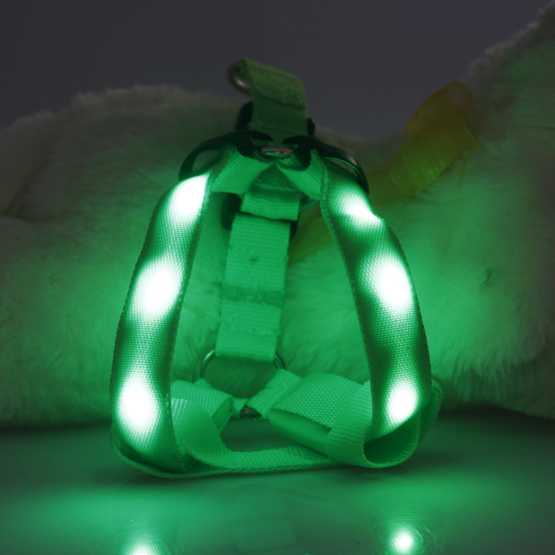 Small Dog LED Traction Collar for Puppy Vest Wire Nylon Harness Pet Supplies