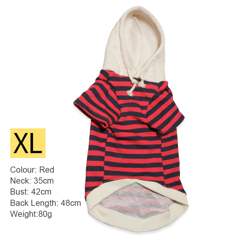 Pet Casual Winter Striped Clothes Sweatshirt Hipster Hooded Outfit for Dogs and Cats