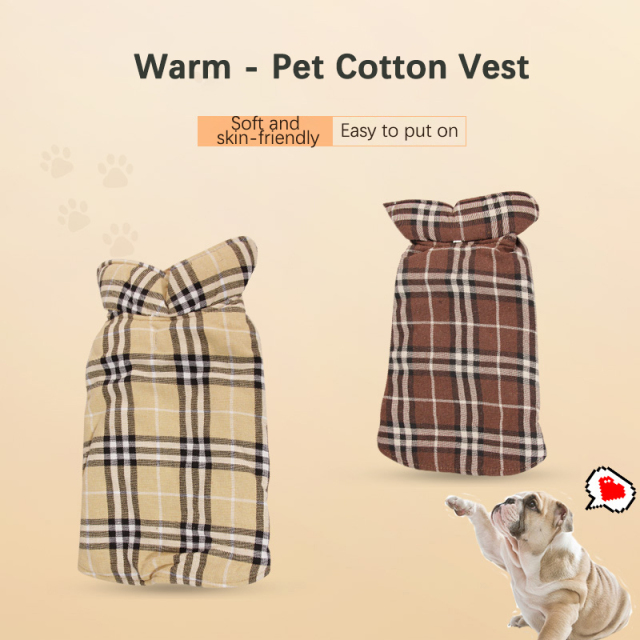 Winter Pet Polyester Cotton Jacket with British Style Elastic Tabs for Medium and Small Dogs