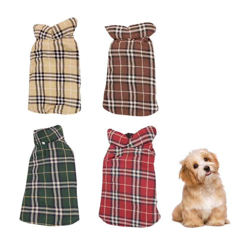 Winter Pet Polyester Cotton Jacket with British Style Elastic Tabs for Medium and Small Dogs