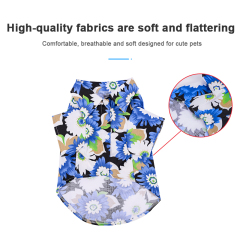 Pet Clothing Hawaii Summer Beach Chrysanthemum Printing T-shirt Turndown Collar Pet Blouse for Small Dogs Cats