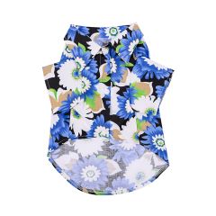 Pet Clothing Hawaii Summer Beach Chrysanthemum Printing T-shirt Turndown Collar Pet Blouse for Small Dogs Cats