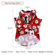 Pet Clothing Hawaii Summer Beach Chrysanthemum Printing T-shirt Turndown Collar Pet Blouse for Small Dogs Cats