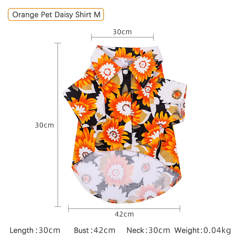 Pet Clothing Hawaii Summer Beach Chrysanthemum Printing T-shirt Turndown Collar Pet Blouse for Small Dogs Cats