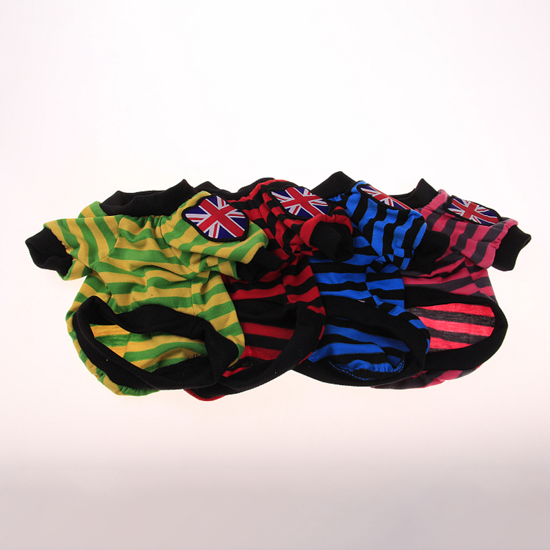 British Stylish Colorful Striped Dog Vest Casual T-shirt for Small Puppy Clothing Pet Accessoire