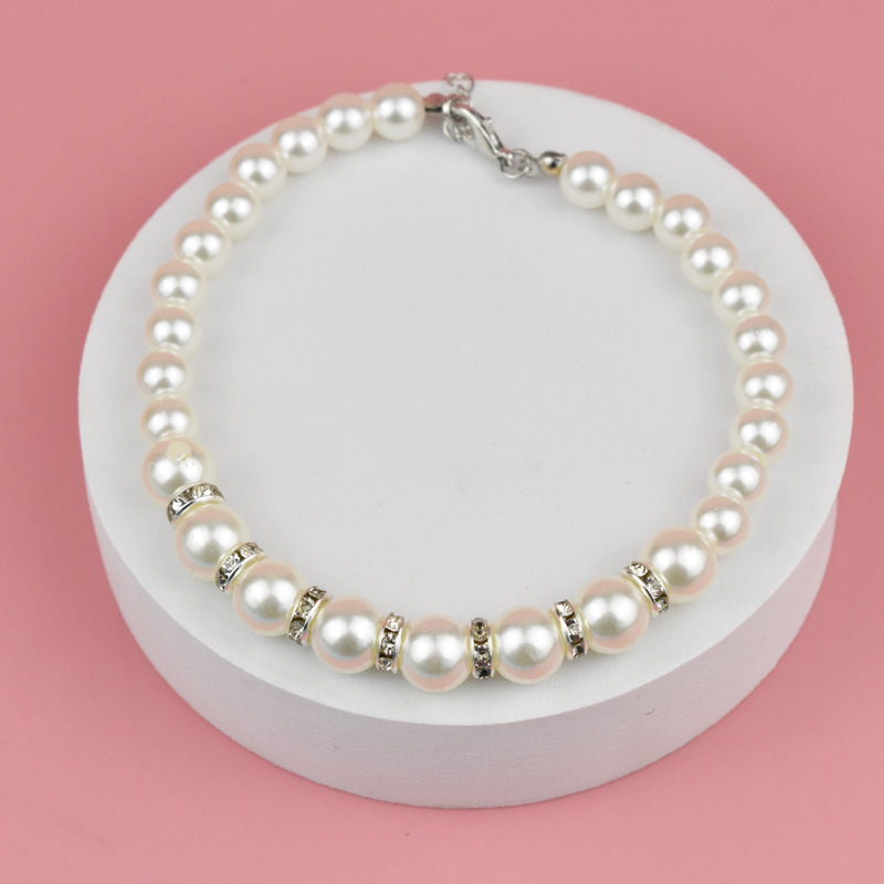 Pet Pearls Necklace Jewelry for Small Dogs Puppy Bling Rhinestones Cat Wedding Collar