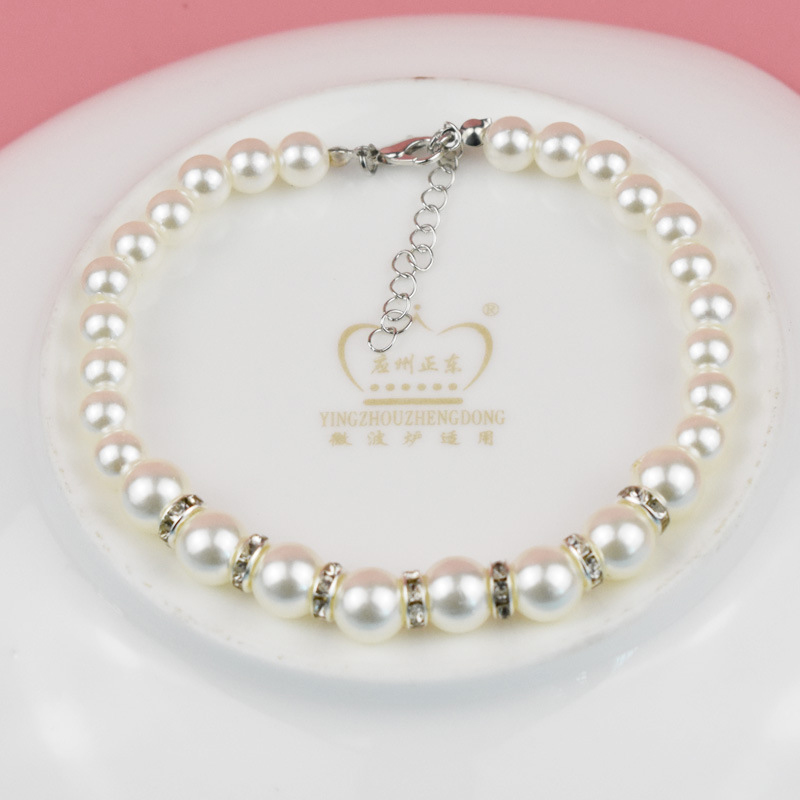 Pet Pearls Necklace Jewelry for Small Dogs Puppy Bling Rhinestones Cat Wedding Collar