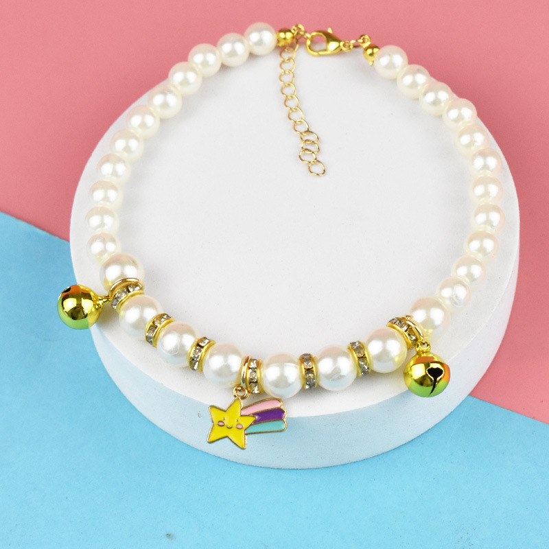 Pet Pearls Necklace Jewelry for Small Dogs Puppy Bling Rhinestones Cat Wedding Collar