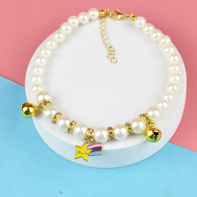 Pet Pearls Necklace Jewelry for Small Dogs Puppy Bling Rhinestones Cat Wedding Collar