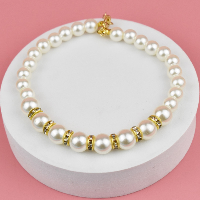 Pet Pearls Necklace Jewelry for Small Dogs Puppy Bling Rhinestones Cat Wedding Collar
