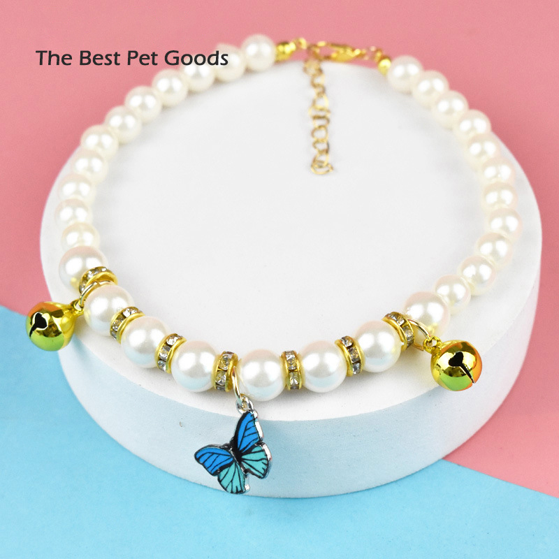 Pet Pearls Necklace Jewelry for Small Dogs Puppy Bling Rhinestones Cat Wedding Collar