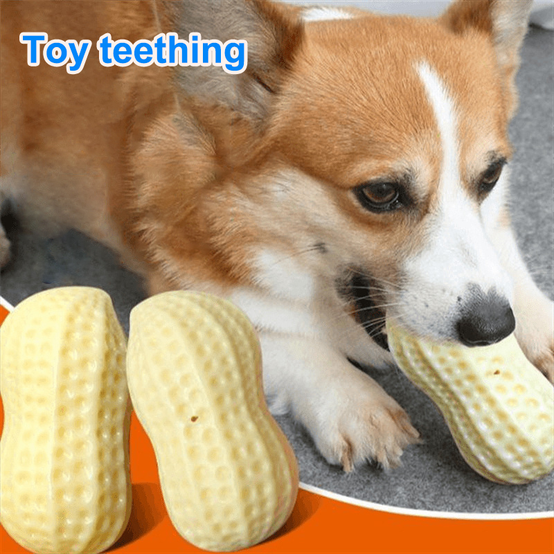 Interactive TPR Peanut Shaped Dog Toy with Sound Veggie Series Pet Play Toys