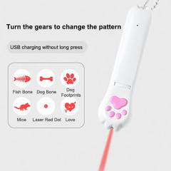 5 in 1 USB Pet LED 1mw Laser Cat Laser Transform Pattern Rechargeable Toy Interactive Bright Animation Pointer Light Pen Toys