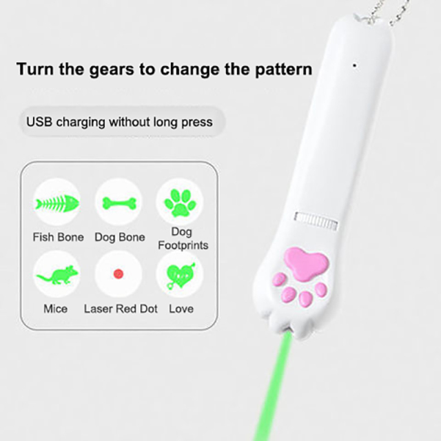 5 in 1 USB Pet LED 1mw Laser Cat Laser Transform Pattern Rechargeable Toy Interactive Bright Animation Pointer Light Pen Toys