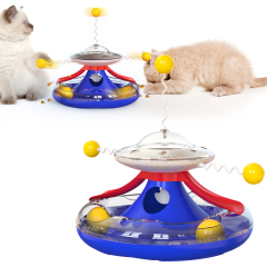 Cat Accessory Toy Tower Track with Ball Catnip Interactive Training with Fun Stick Leaky Feeder