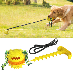 TPR Outdoor Dog Toys Pet Chew Toy Tug of War for Medium Large Breed Dog Tie-Out Cable and Stake for Yard Camping Puzzle Toy