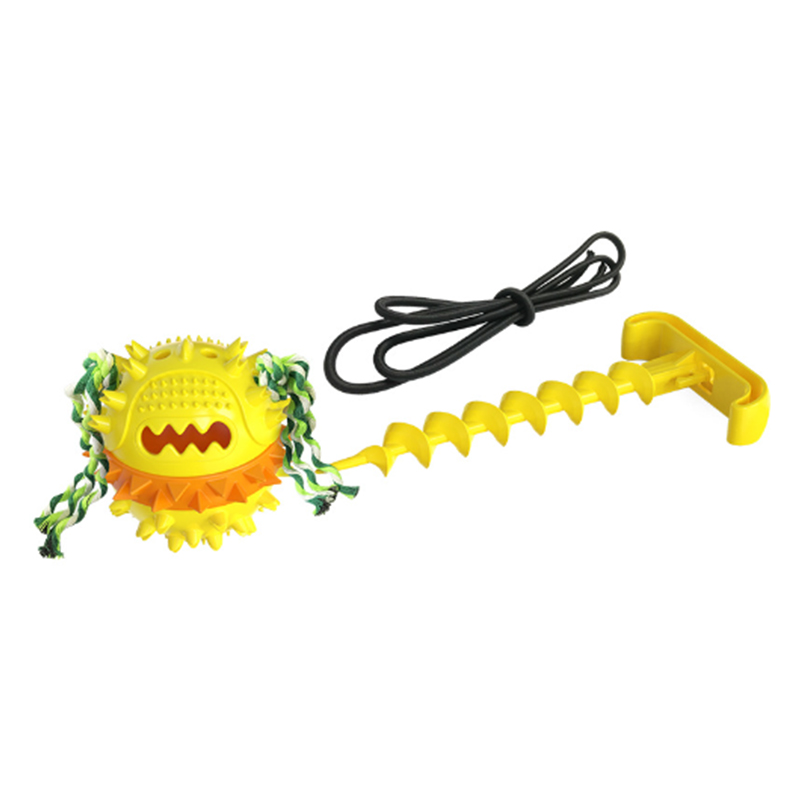 TPR Outdoor Dog Toys Pet Chew Toy Tug of War for Medium Large Breed Dog Tie-Out Cable and Stake for Yard Camping Puzzle Toy