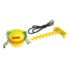 TPR Outdoor Dog Toys Pet Chew Toy Tug of War for Medium Large Breed Dog Tie-Out Cable and Stake for Yard Camping Puzzle Toy