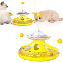 Cat Accessory Toy Tower Track with Ball Catnip Interactive Training with Fun Stick Leaky Feeder