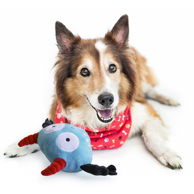 Giggle Plush Dog Toy Pet Squeaky Interactive Toy with Jumping Activation Ball for Playing