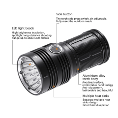 Electric Rechargeable Waterproof Aluminum 8000LM Convoy 18 LED PK18 Emergency Flashlight 18650 Battery