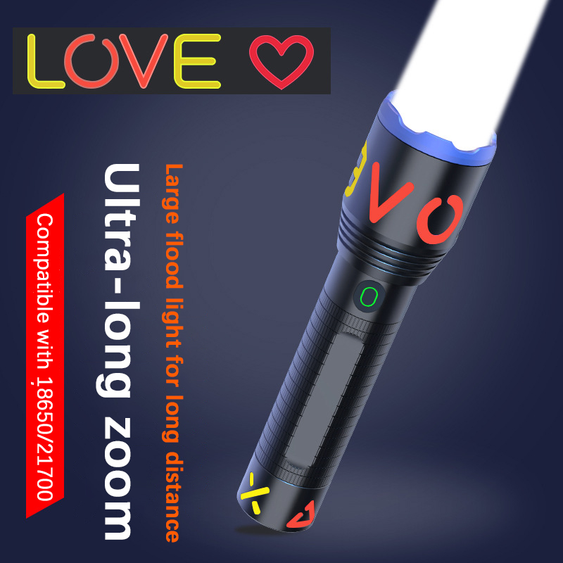 PK11-B USB Flashlight Zoomable 21700 18650 Type C Rechargeable Lamp Bright Leds Torch 5050 LED Lamp Bead Waterproof