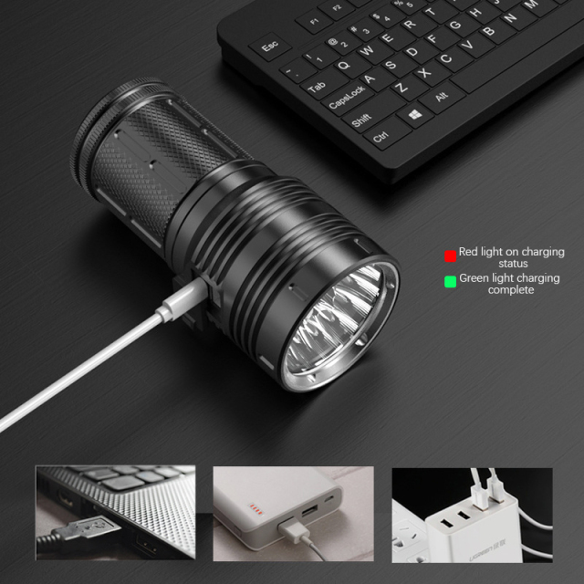 Electric Rechargeable Waterproof Aluminum 8000LM Convoy 18 LED PK18 Emergency Flashlight 18650 Battery