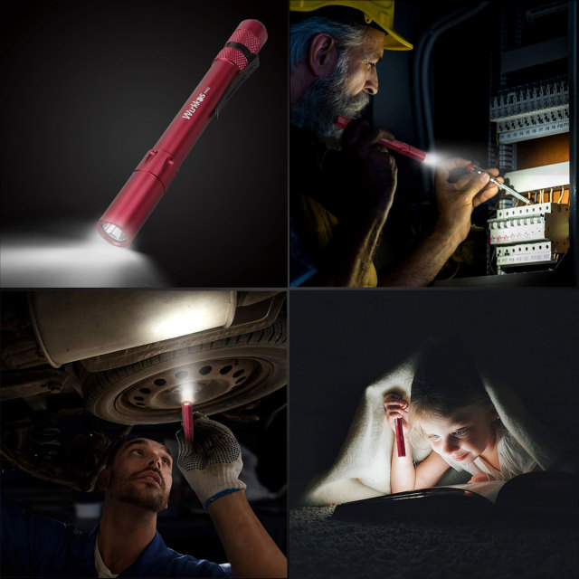 WK02 Penlight 2*AAA Mini Flashlight 300lm SST20 4000K 6000K-Red