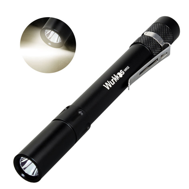 WK02 Penlight 2*AAA Mini Flashlight 300lm SST20 4000K 6000K-Black