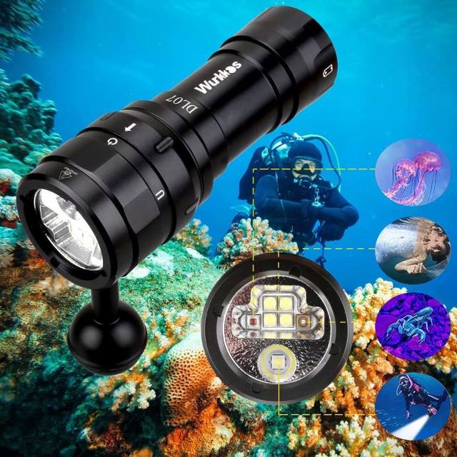 Wurkkos DL07 Mulit Color LED Flashlight Photo Fill Light Dive Light with White Red Powerful 26650 Flashlight Magnetic Switch